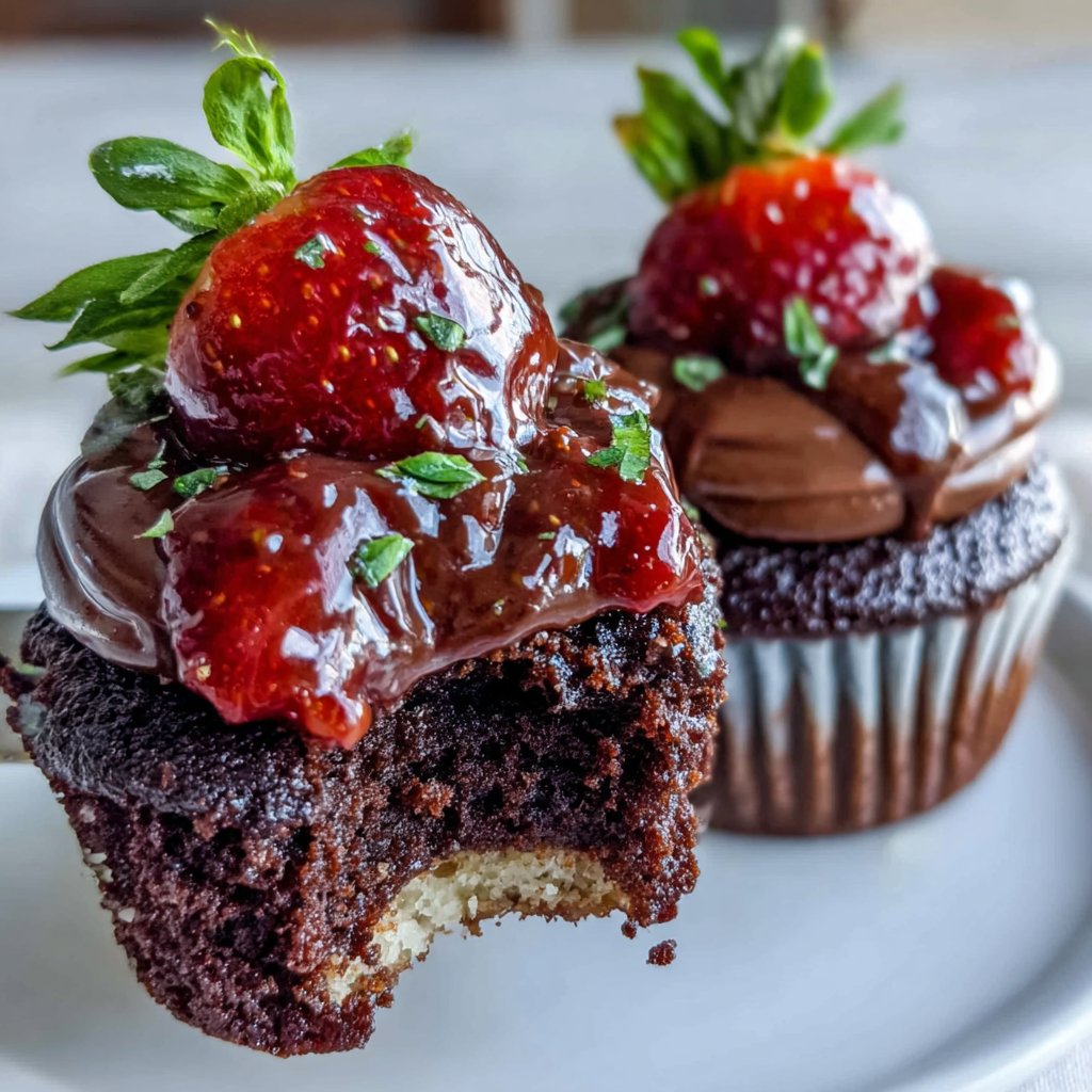 Chocolate Strawberry Cupcake Duo