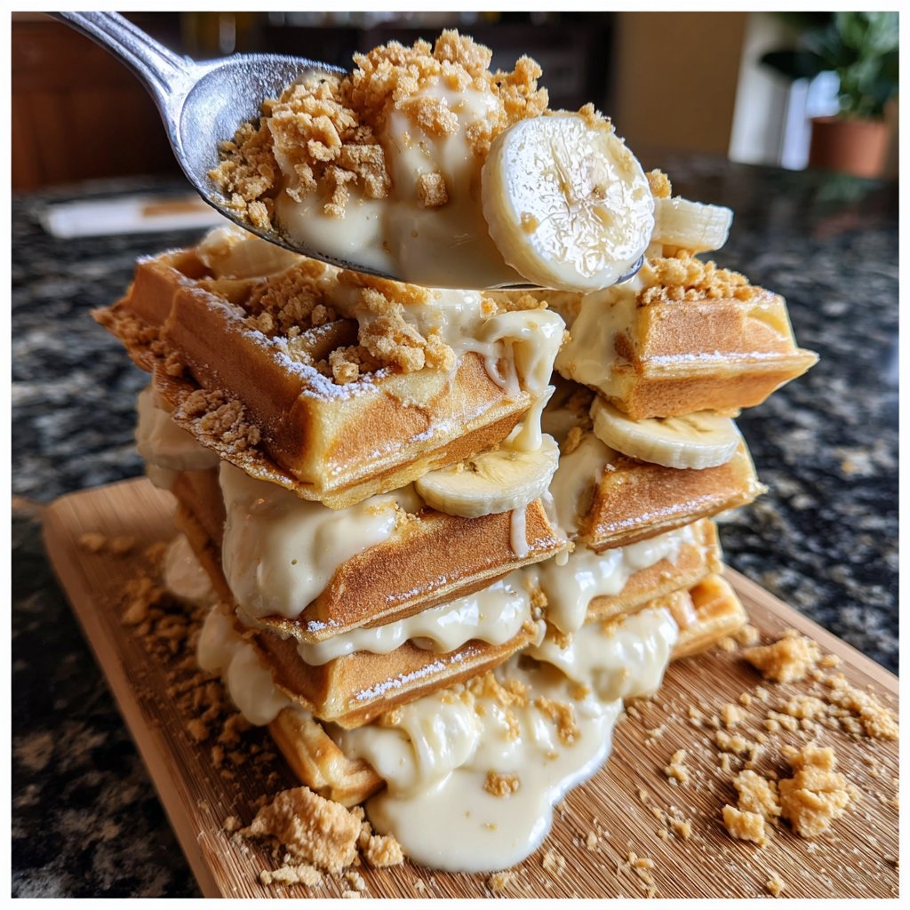 Banana Pudding Waffle Stack